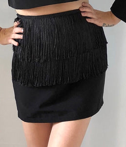 Kellie Black Fringe Skirt