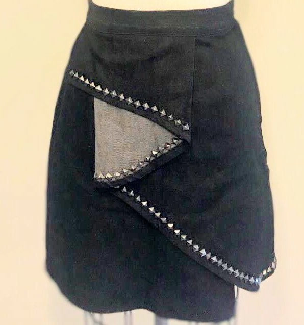 Kiki Black Denim Stud Skirt
