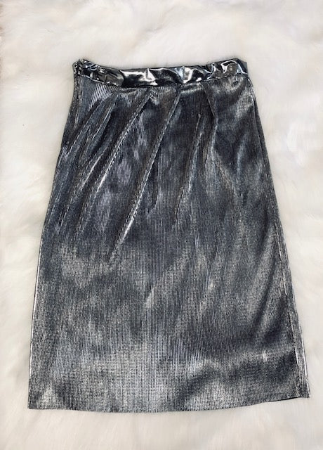 Metallic Ribbed Skirt