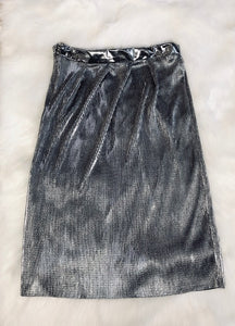 Metallic Ribbed Skirt