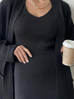 Load image into Gallery viewer, Pocketed Long Sleeve Cardigan and Skirt Sweater Set
