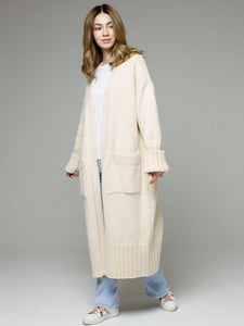 Pocketed Open Front Dropped Shoulder Cardigan