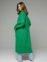 Load image into Gallery viewer, Pocketed Open Front Dropped Shoulder Cardigan
