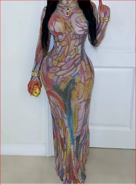 Mural of Art Bodycon Maxi Dress