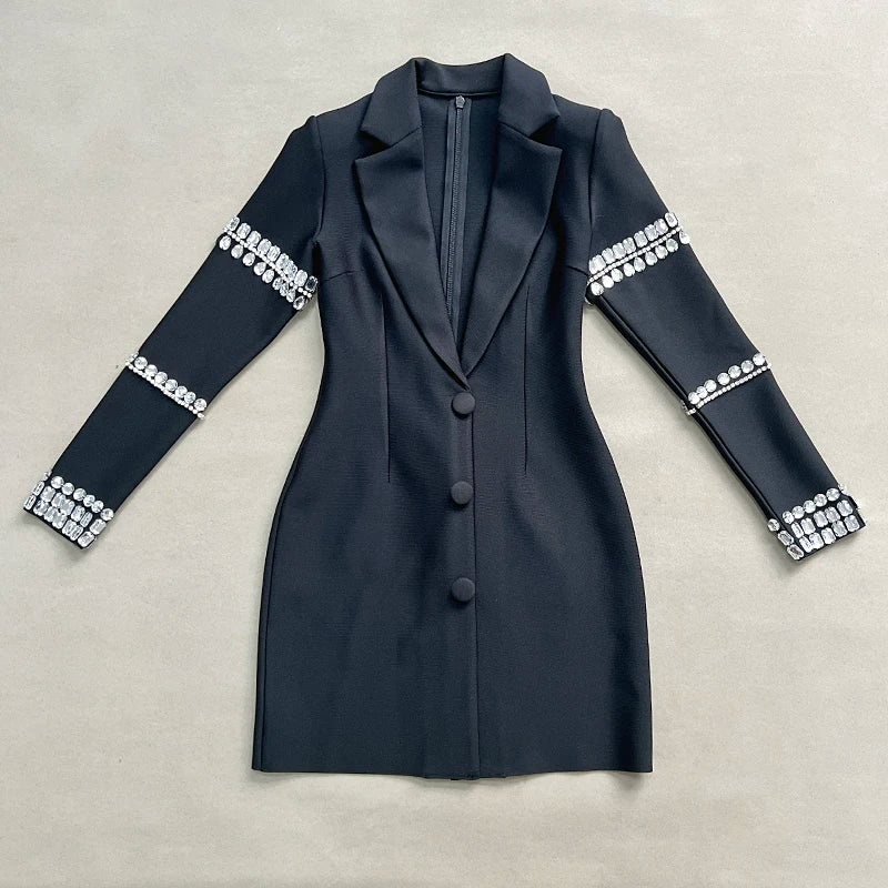 Women in Black Collared Dress