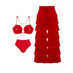 Load image into Gallery viewer, Fringes All Over Bathing Suit Set
