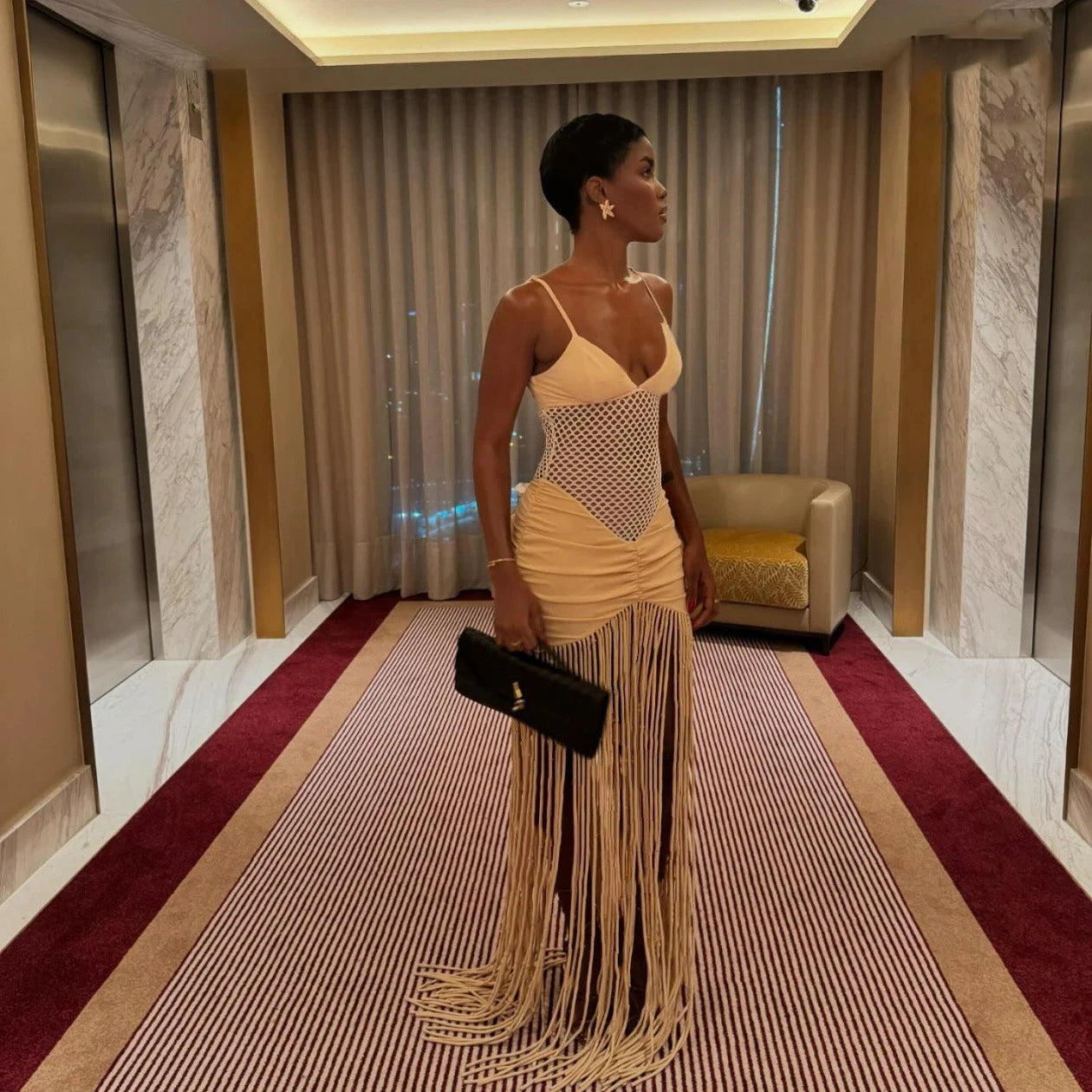 Sleeveless Tassel  Maxi Dress