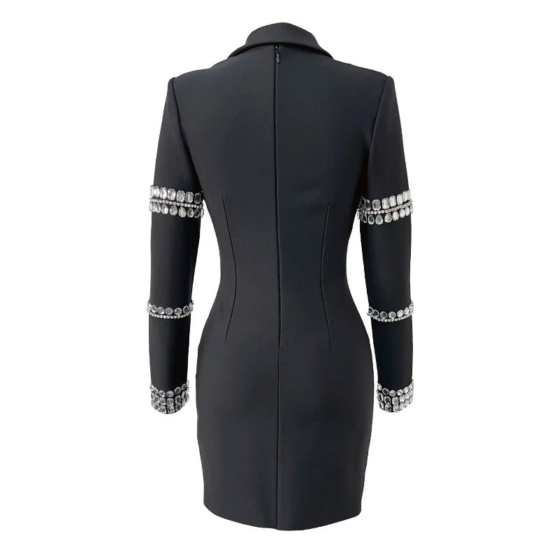 Women in Black Collared Dress