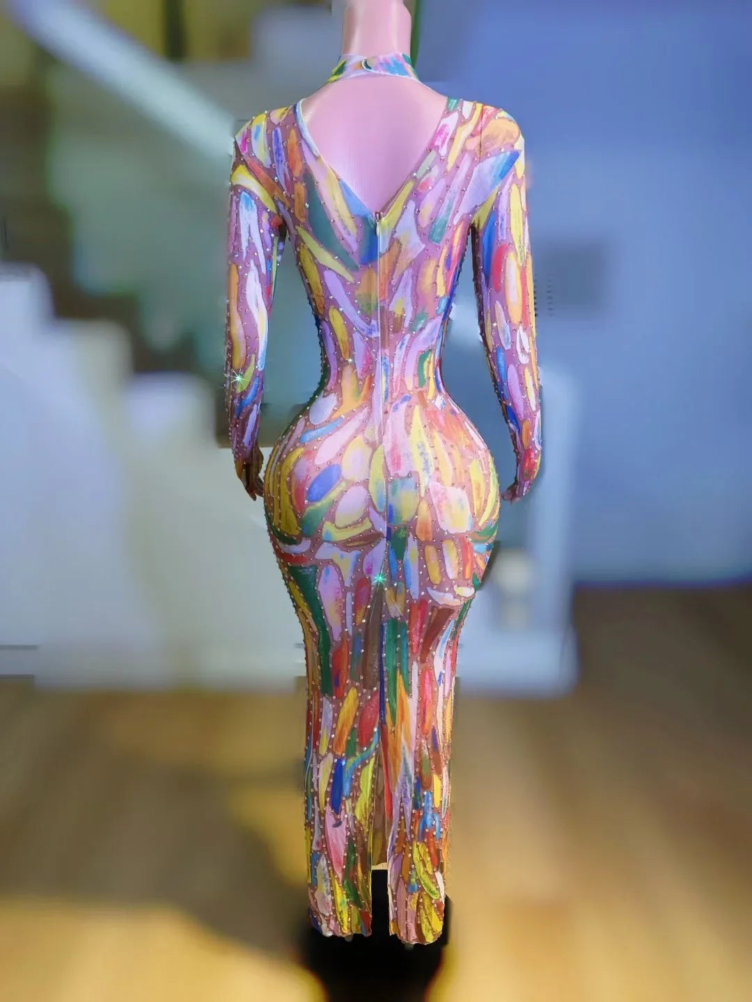 Mural of Art Bodycon Maxi Dress