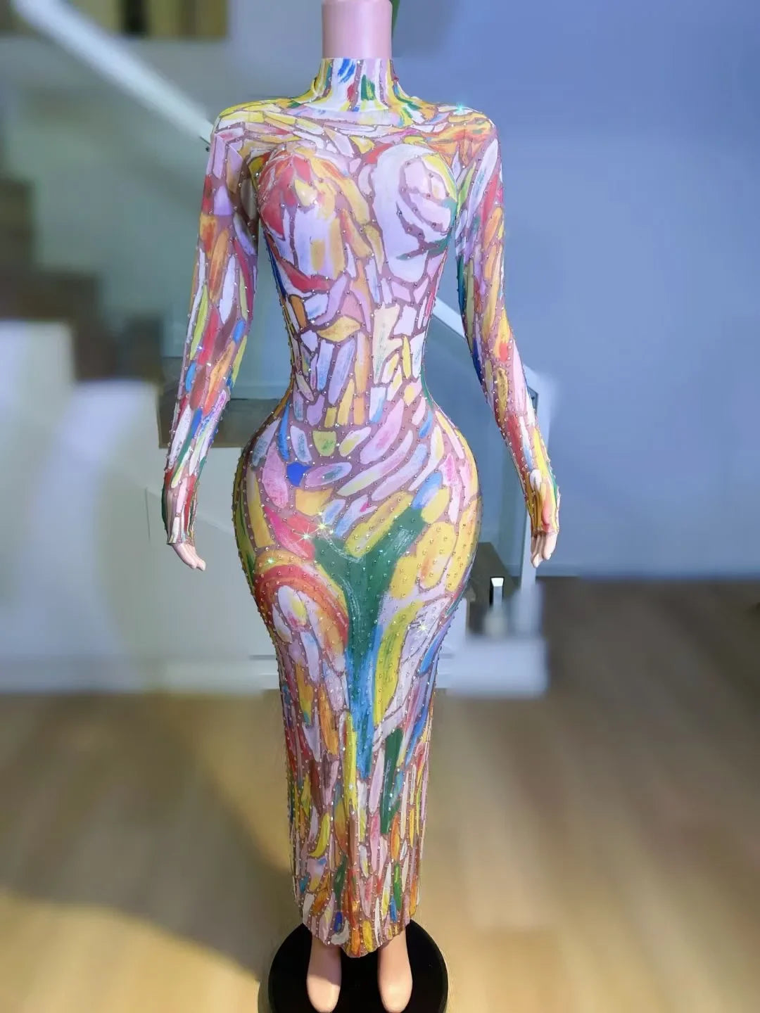 Mural of Art Bodycon Maxi Dress