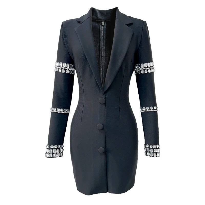 Women in Black Collared Dress