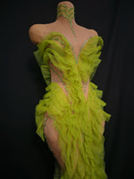 Load image into Gallery viewer, Limeade Rhinestone Sheer Dress
