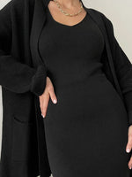 Load image into Gallery viewer, Pocketed Long Sleeve Cardigan and Skirt Sweater Set
