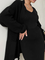 Load image into Gallery viewer, Pocketed Long Sleeve Cardigan and Skirt Sweater Set
