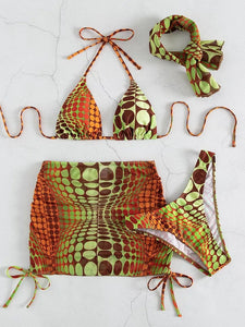 Bohemian 4 piece Bikini Set- Orange