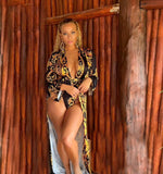 Load image into Gallery viewer, Black and Gold Swimsuit Set
