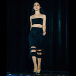 Load image into Gallery viewer, Kellie Black 2 Piece Glossy Culotte Pant Set
