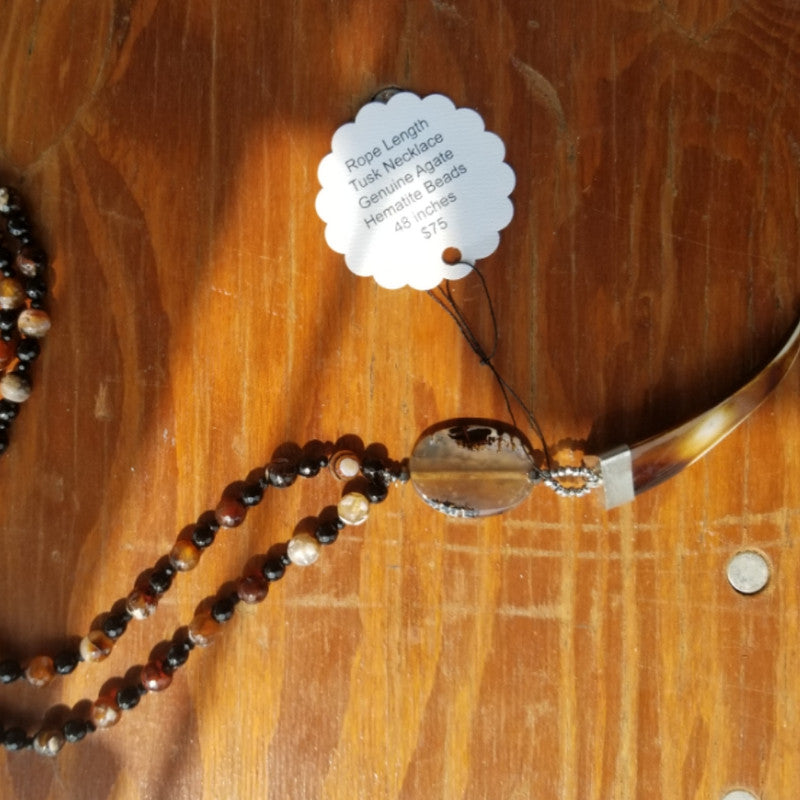 Sharay Tusk Agate Bead Necklace