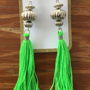 Sharay Lime Green Fringe Earrings