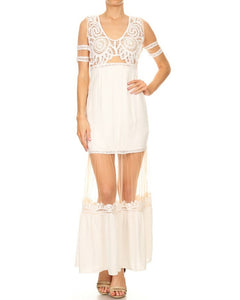 White Mesh Lace Dress