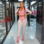 Load image into Gallery viewer, Pink &amp; White Tracksuit Set
