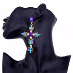 Load image into Gallery viewer, Gem Cross Earrings
