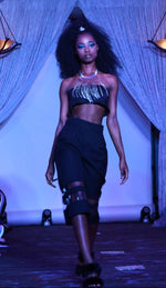 Load image into Gallery viewer, Kellie Black 2 Piece Glossy Culotte Pant Set
