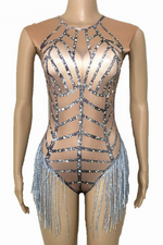 Load image into Gallery viewer, Nude Fringe Bodysuit

